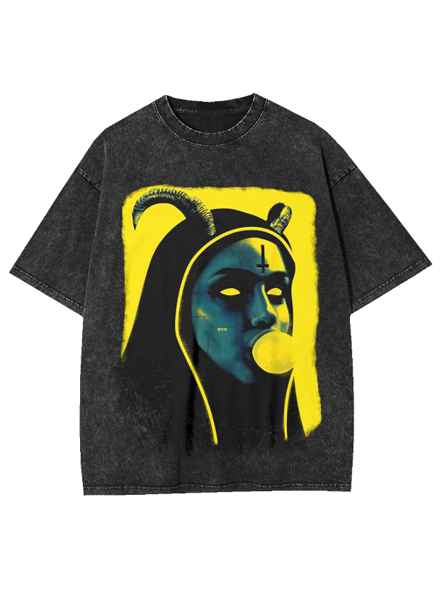 Nun Devil Horns Washed Tshirt