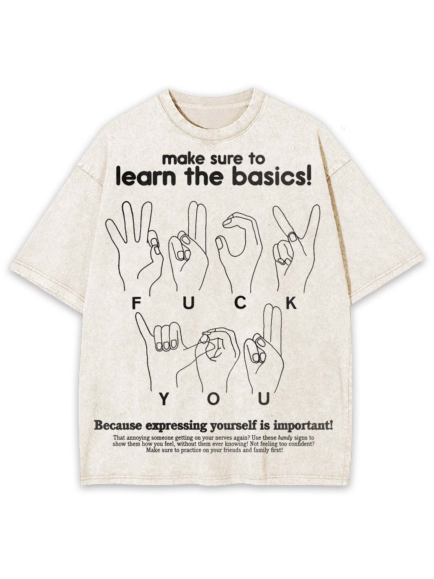 Make Sure To Learn The Basics! Washed Tshirt-ClassyOutlaw