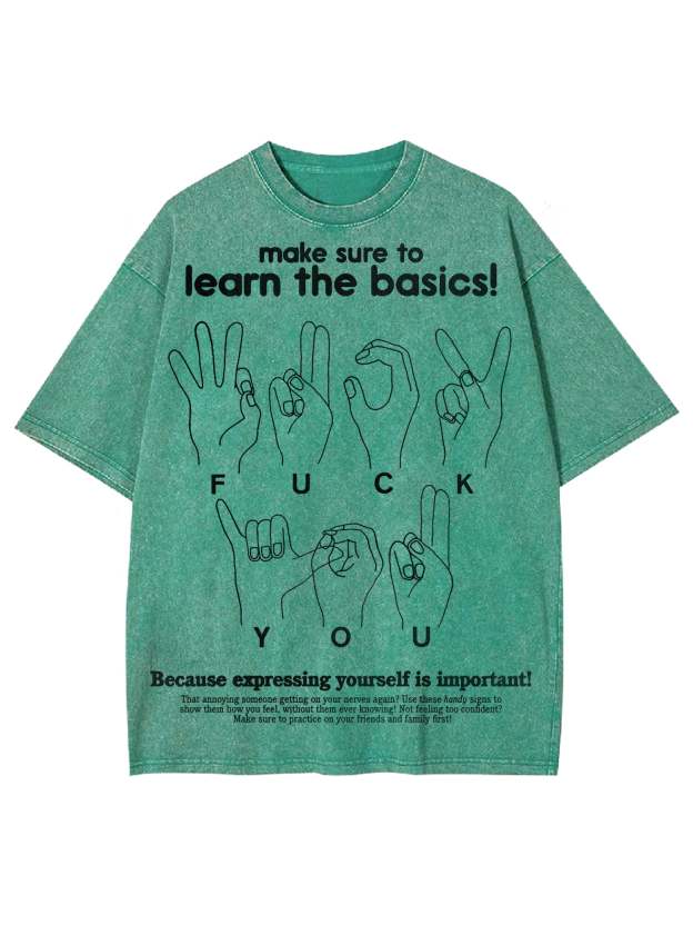 Make Sure To Learn The Basics! Washed Tshirt-ClassyOutlaw