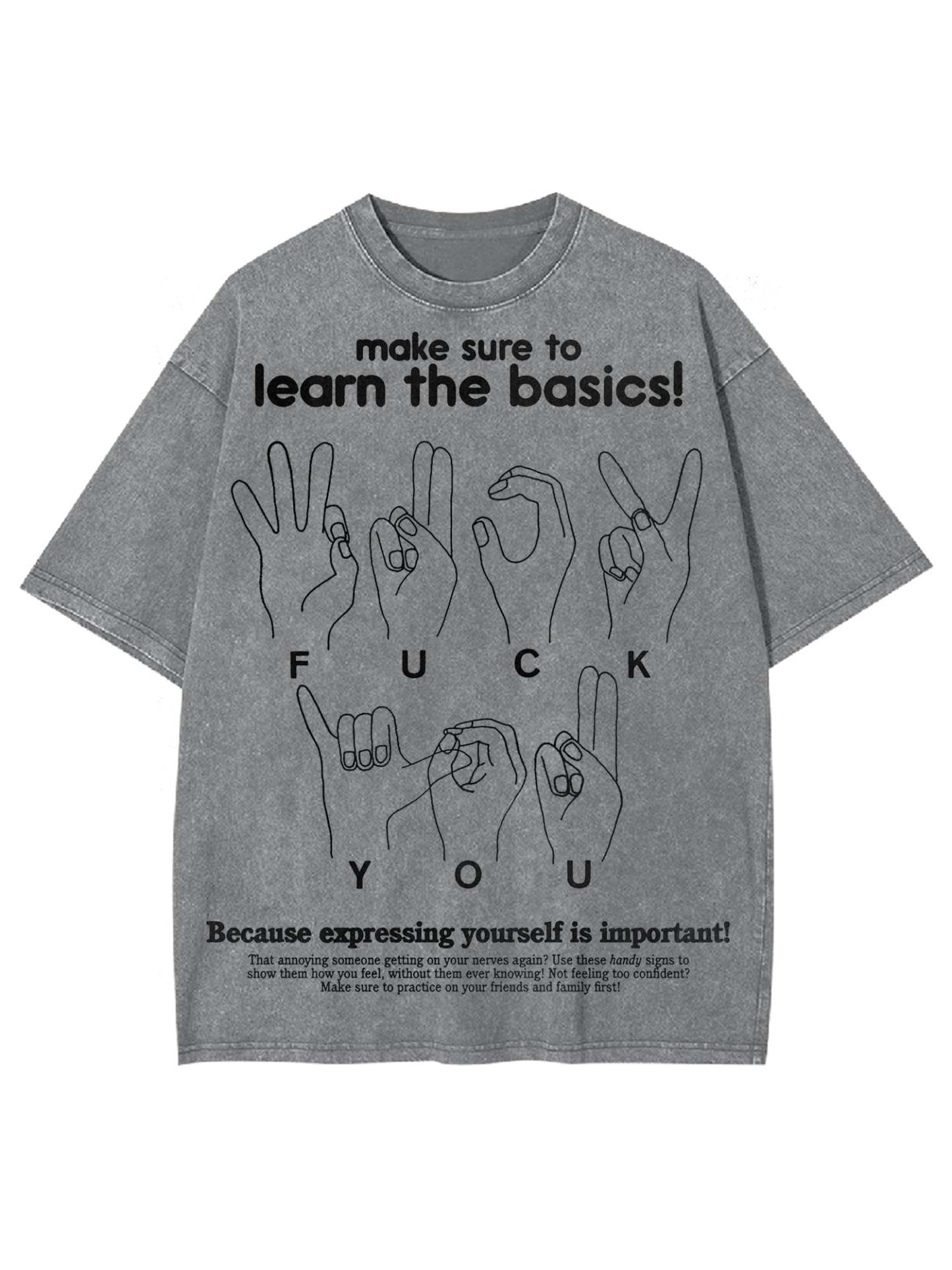 Make Sure To Learn The Basics! Washed Tshirt-ClassyOutlaw