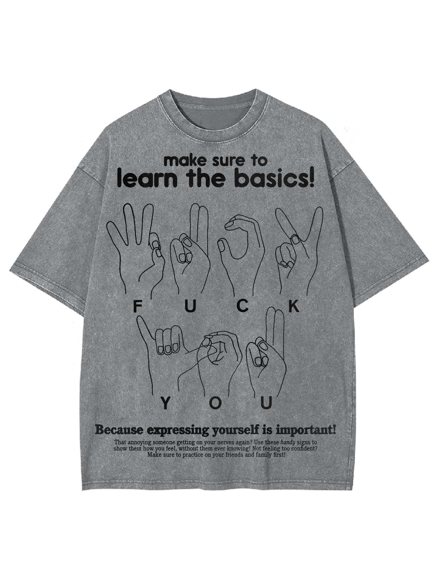 Make Sure To Learn The Basics! Washed Tshirt-ClassyOutlaw