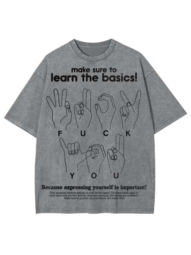 Make Sure To Learn The Basics! Washed Tshirt-ClassyOutlaw