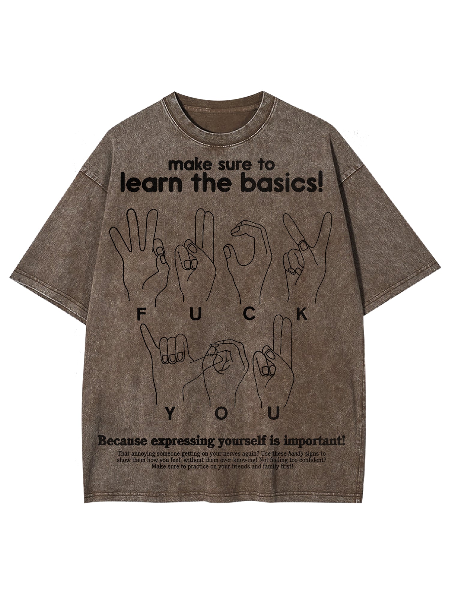 Make Sure To Learn The Basics! Washed Tshirt-ClassyOutlaw