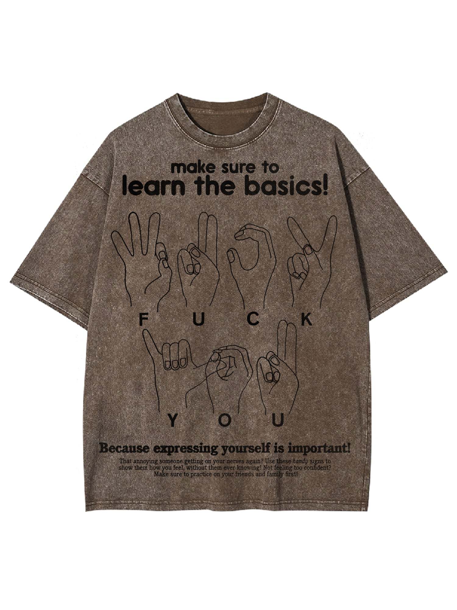 Make Sure To Learn The Basics! Washed Tshirt-ClassyOutlaw