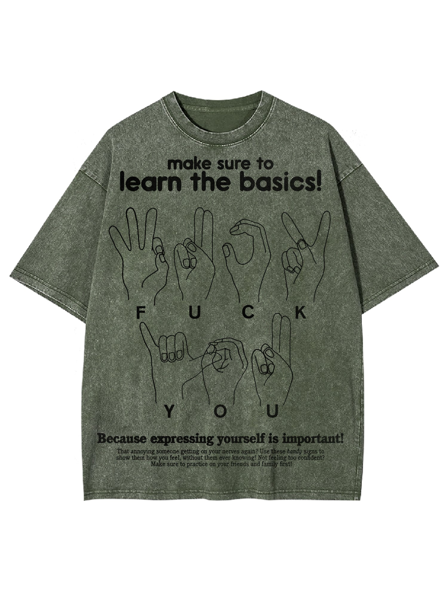 Make Sure To Learn The Basics! Washed Tshirt-ClassyOutlaw