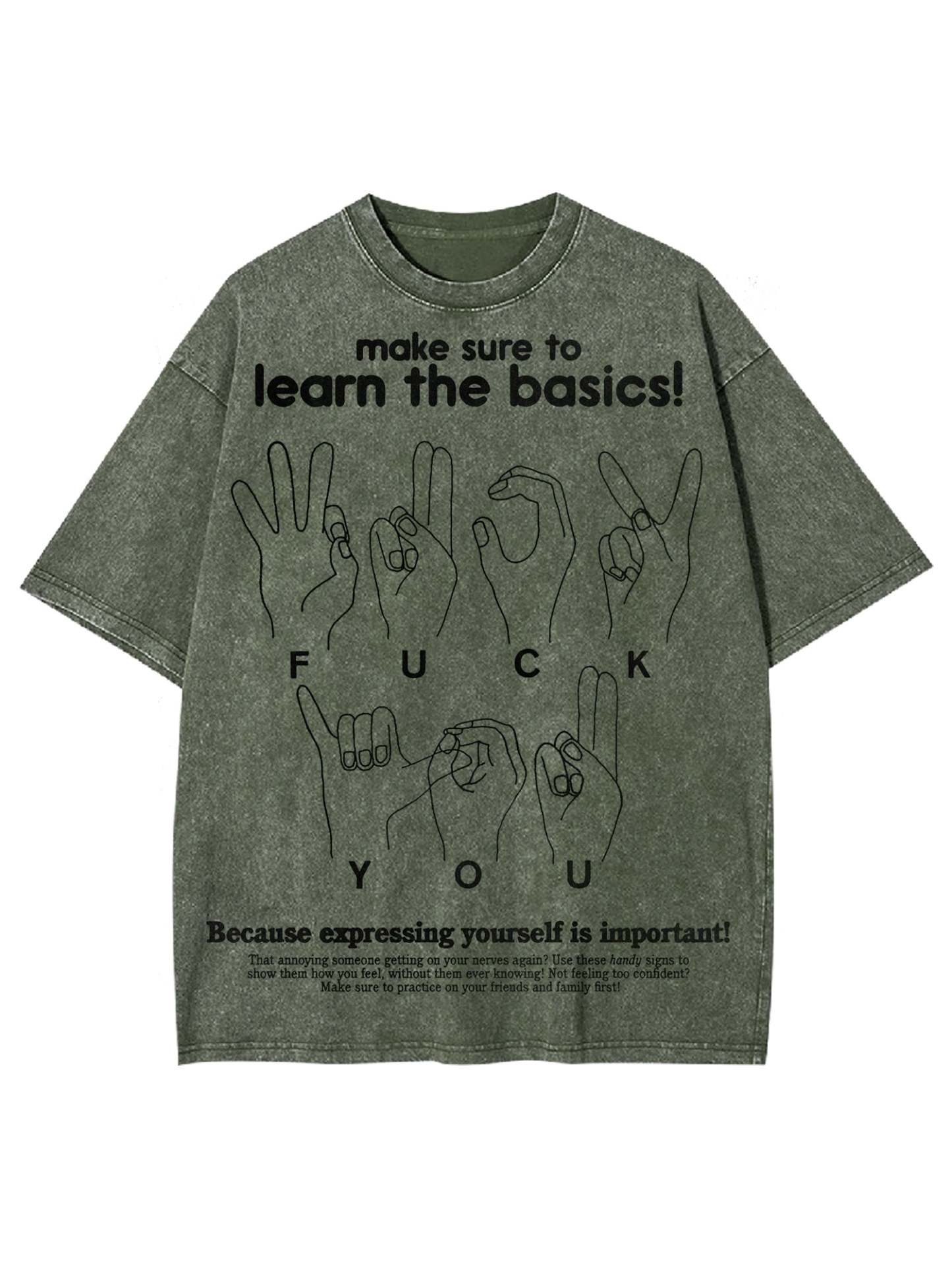 Make Sure To Learn The Basics! Washed Tshirt-ClassyOutlaw