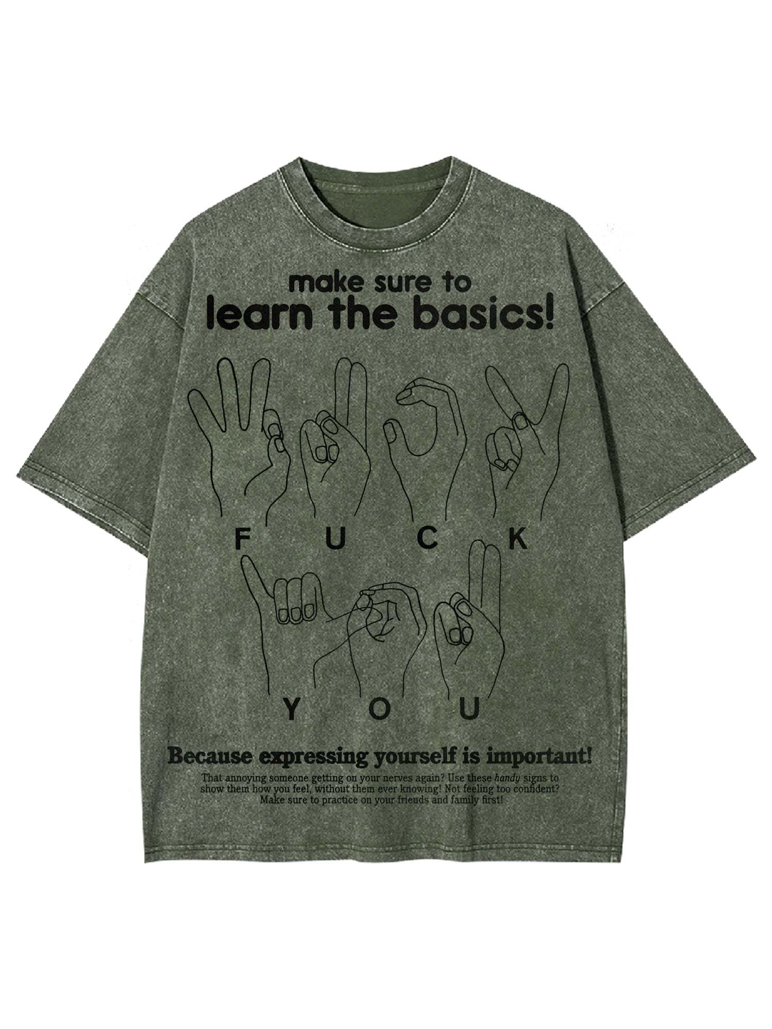 Make Sure To Learn The Basics! Washed Tshirt-ClassyOutlaw