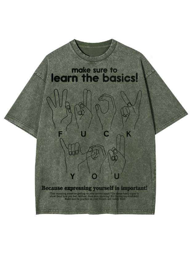 Make Sure To Learn The Basics! Washed Tshirt-ClassyOutlaw