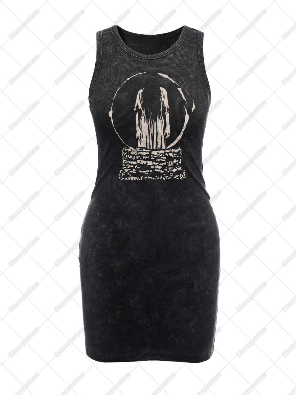WELL GHOST VINTAGE BODYCON TANK DRESS