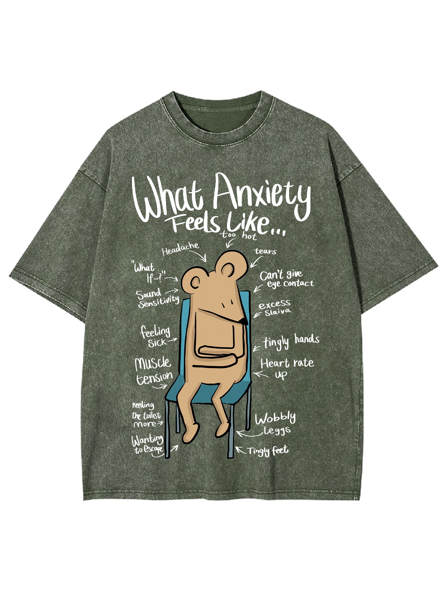 What Anxiety Feels Like Washed Tshirt