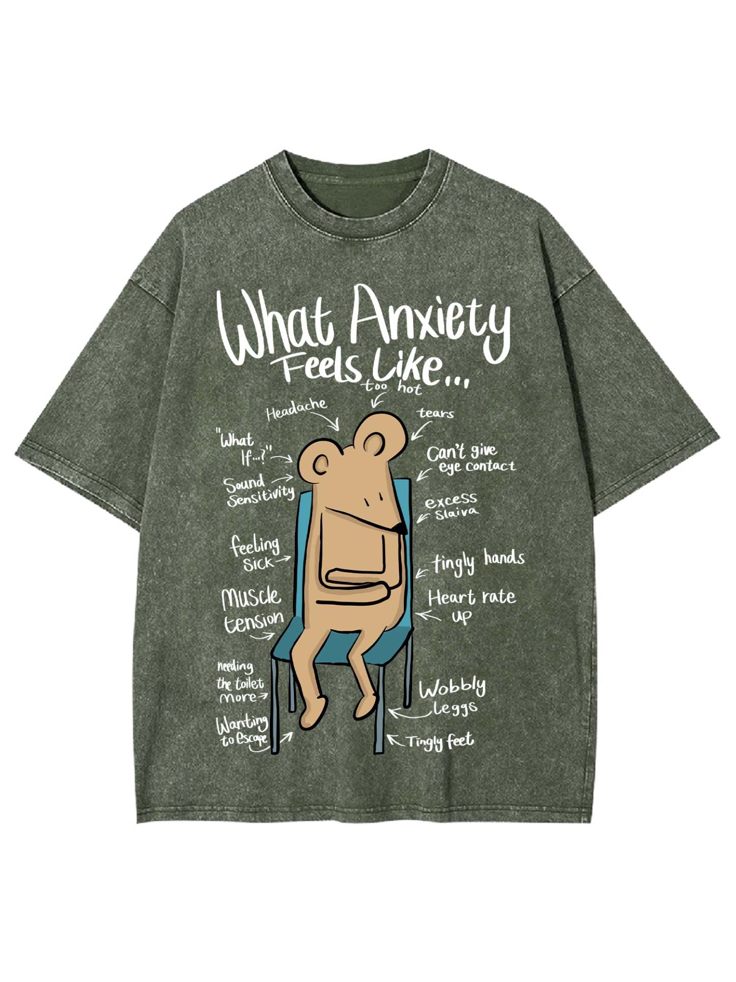 What Anxiety Feels Like Washed Tshirt