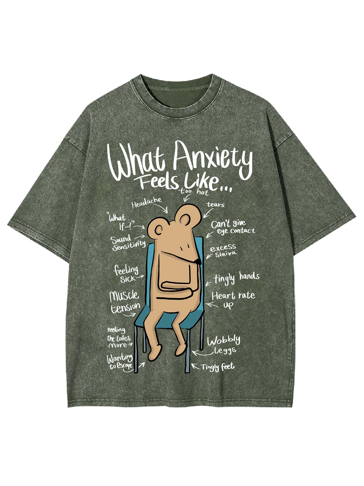 What Anxiety Feels Like Washed Tshirt