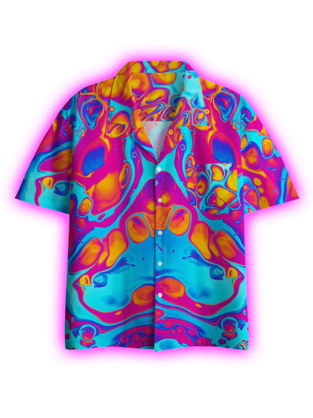 PSYCHEDELIC SWIRLS BUTTON UP POCKET SHIRT