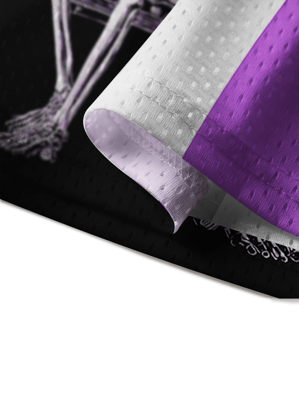 PURPLE SKELETON ON SWING MESH JERSEY