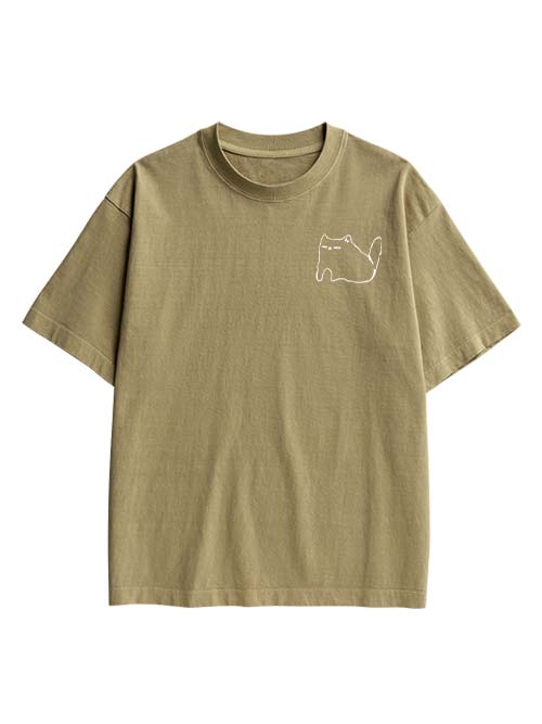 Ibuprofen Cat Double Sided Print Washed TShirt