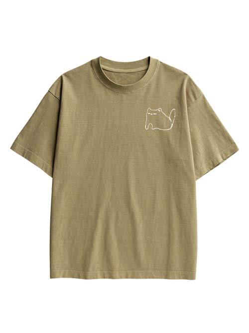 Ibuprofen Cat Double Sided Print Washed TShirt