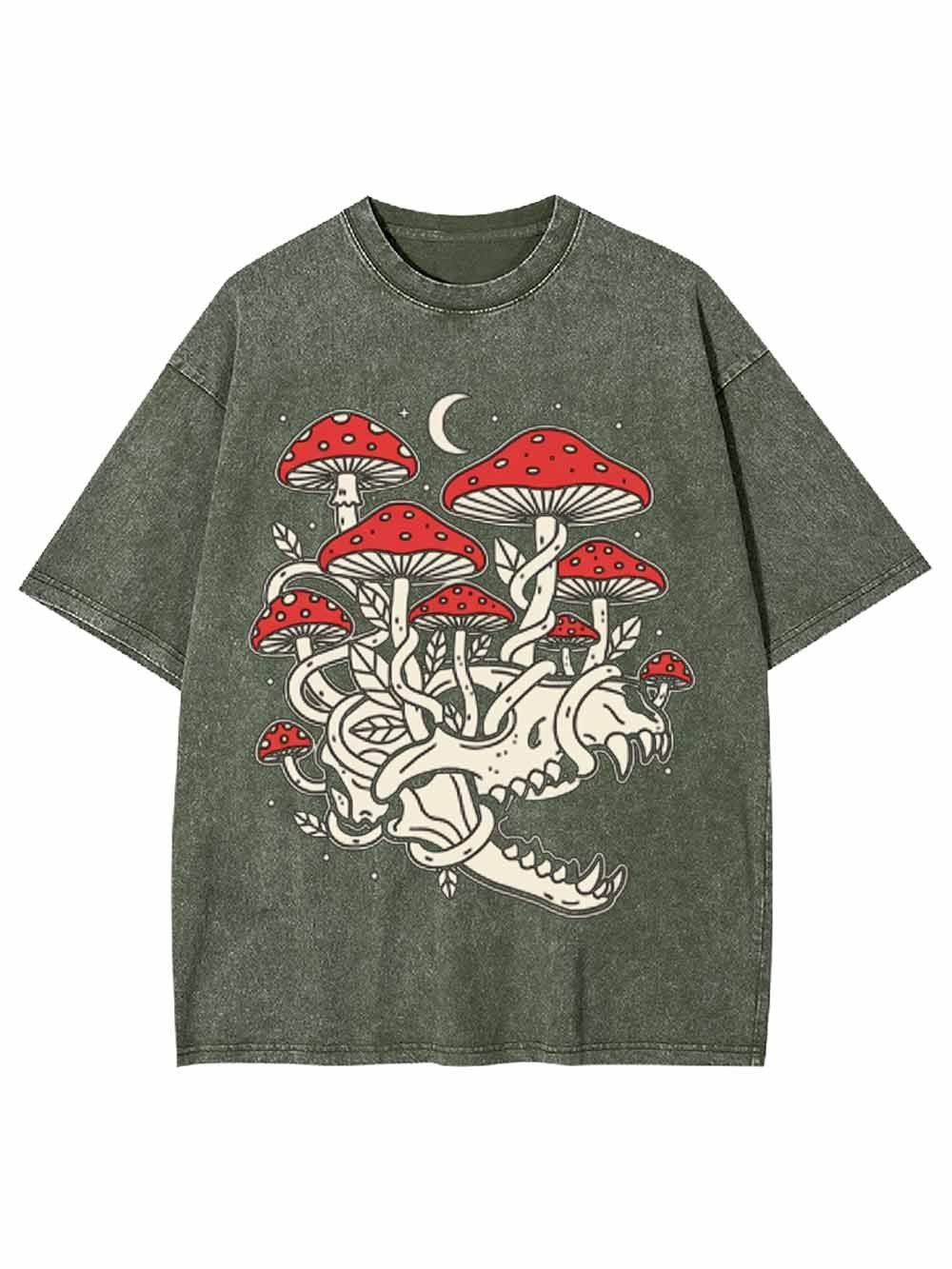 Skull And Mushroom Forest Washed Tshirt