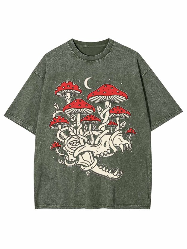 Skull And Mushroom Forest Washed Tshirt