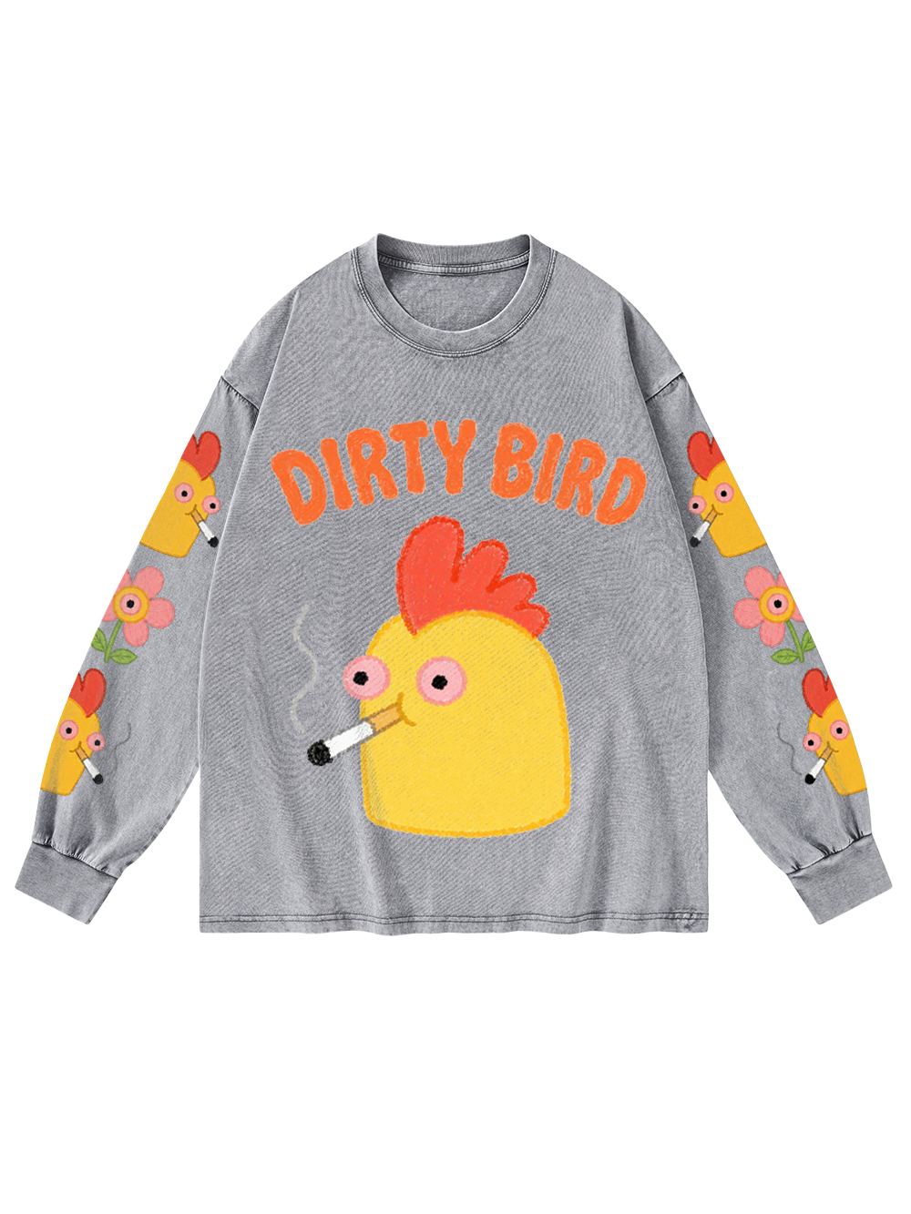 DIRTY BIRD VIBES WASHED LONG-SLEEVE GRAPHIC TSHIRT