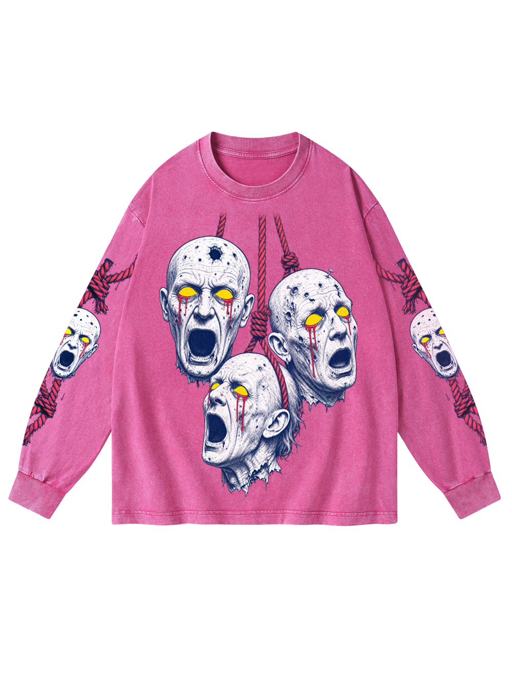 HANGING ZOMBIE WASHED LONG-SLEEVE GRAPHIC TSHIRT