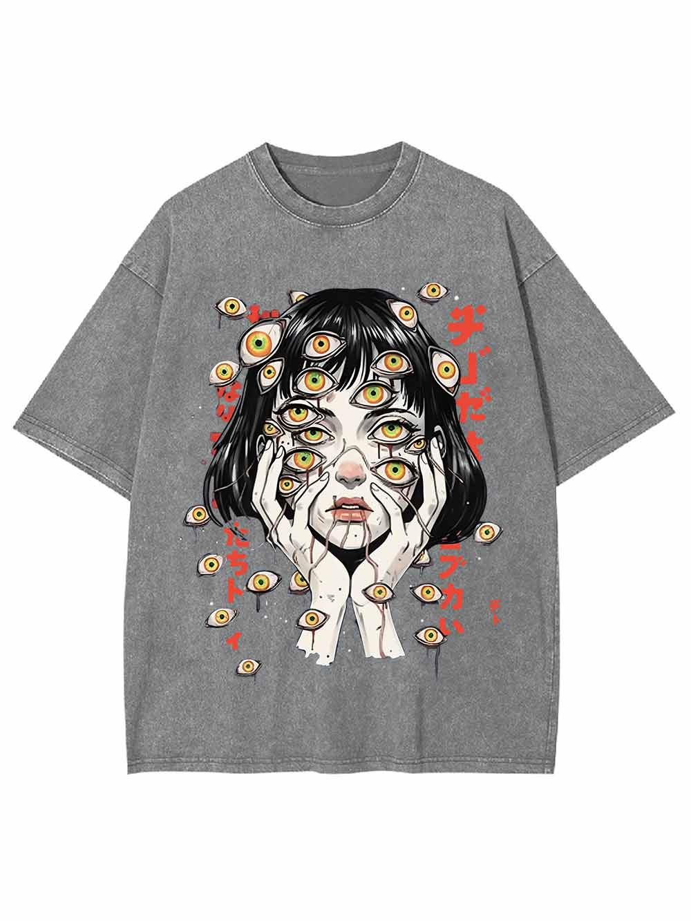 Weird Fantasy Girl With Many Eyes Washed Tshirt