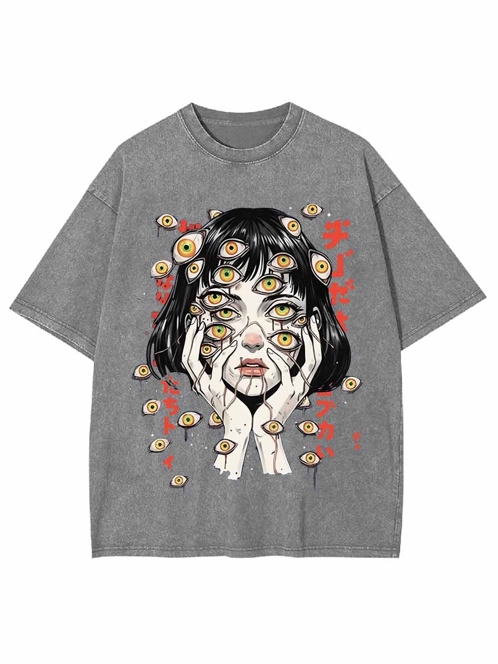 Weird Fantasy Girl With Many Eyes Washed Tshirt