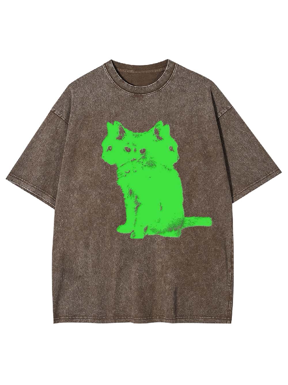 Three Headed Cat Washed Tshirt