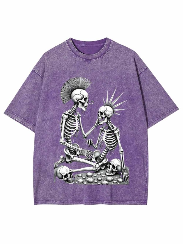 Skeleton Couple Washed Tshirt