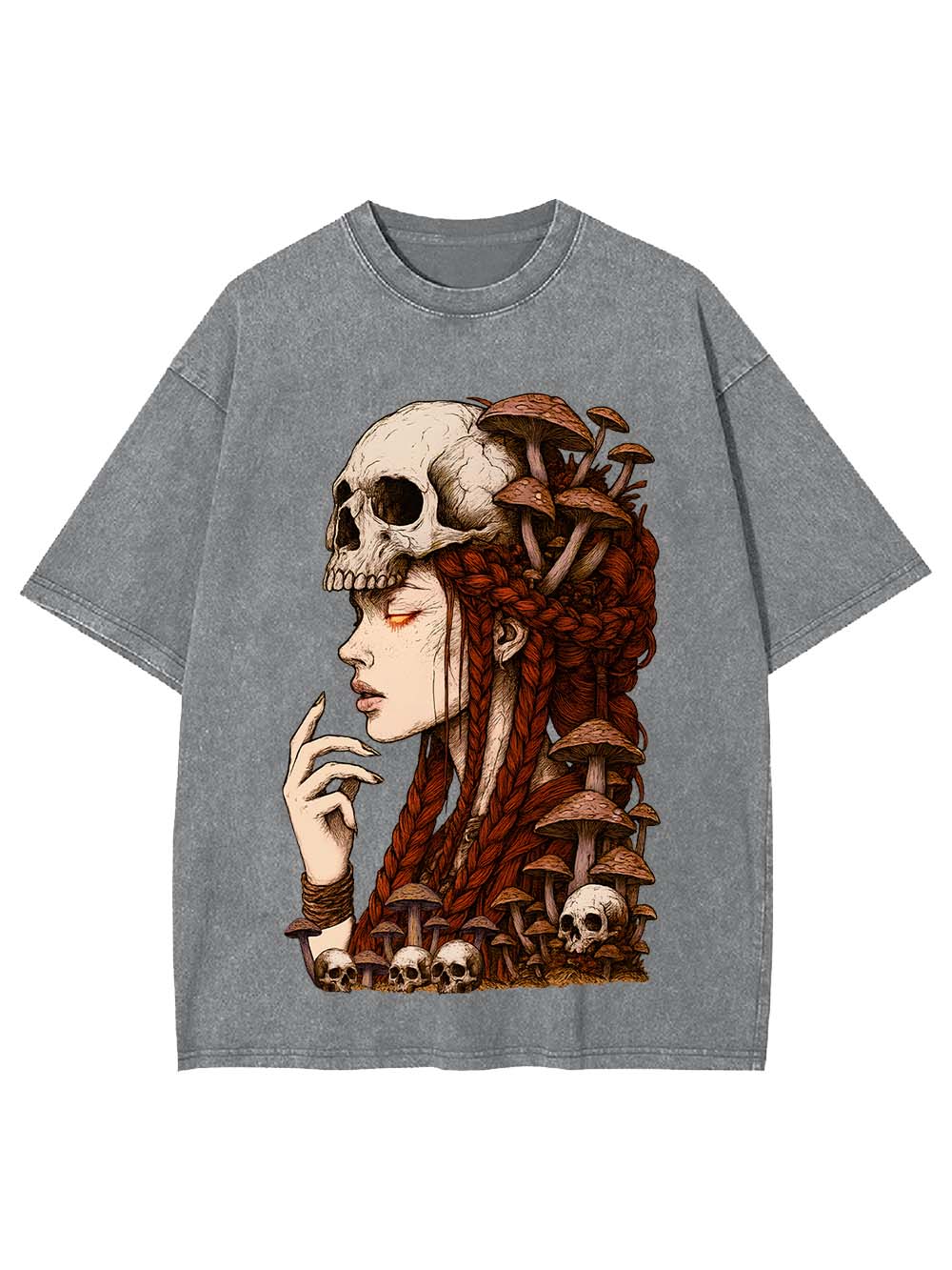 Skeleton Mushroom Witch Washed Tshirt