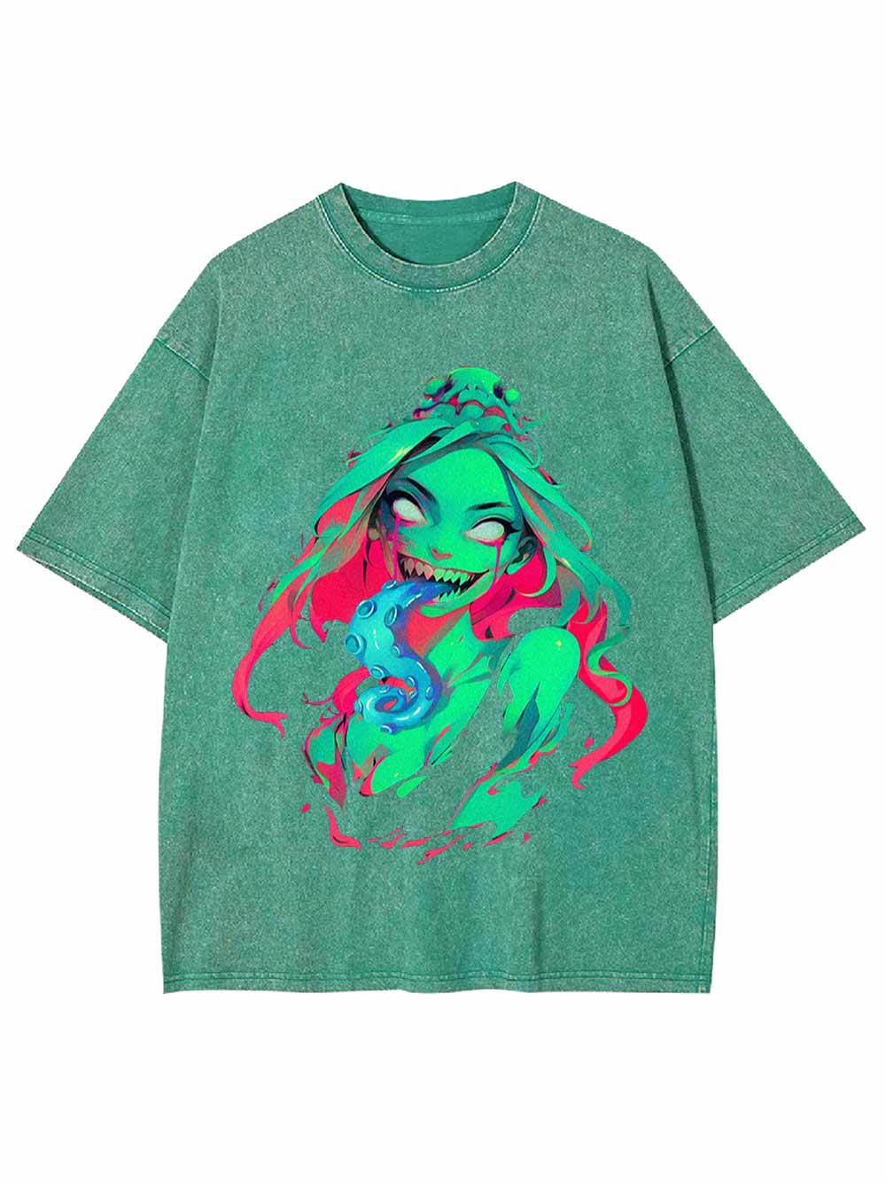 Tentacles Evil Girl Washed Tshirt