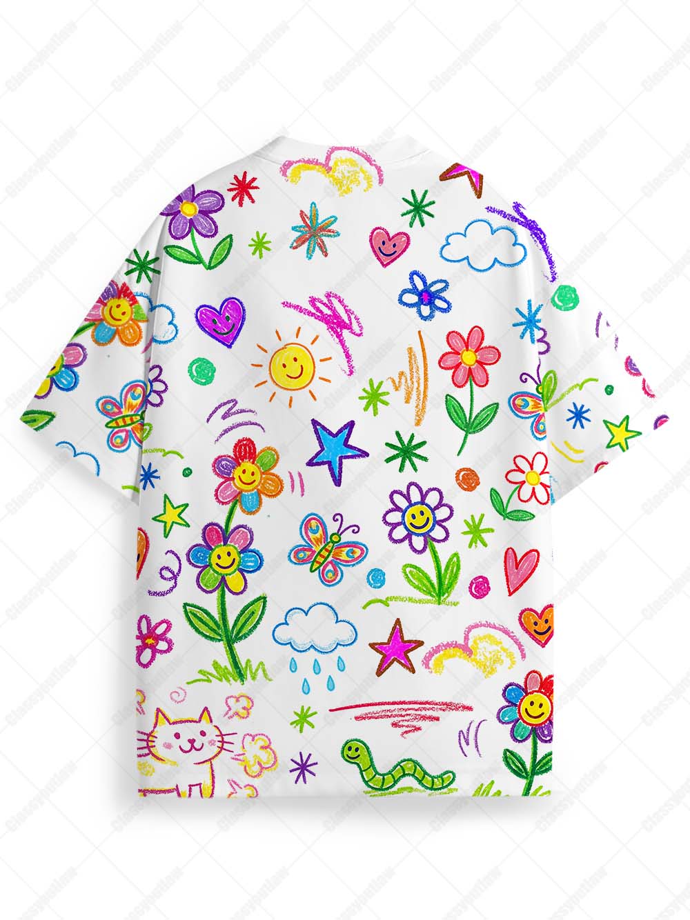 Satirical Crayon Art Graphic T-shirt