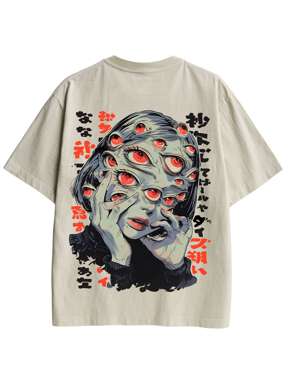 THOUSAND EYES GAZE DOUBLE SIDED PRINT WASHED TSHIRT