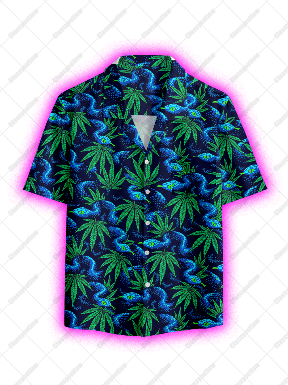 WEED WAVES BUTTON UP POCKET SHIRT