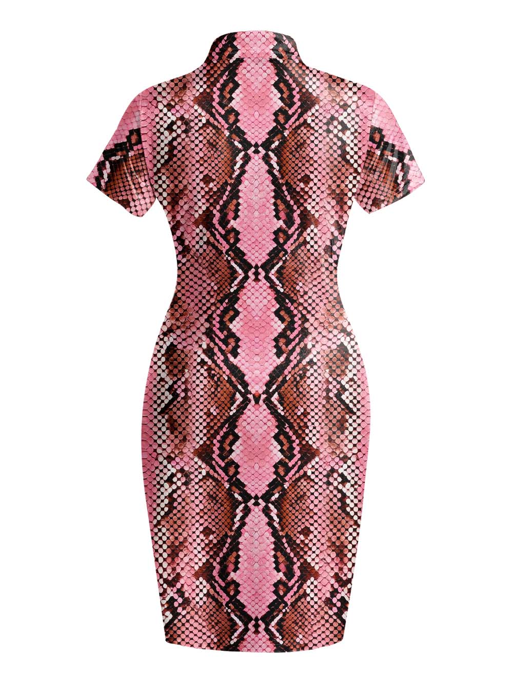PINK SNAKE QIPAO MINI DRESS