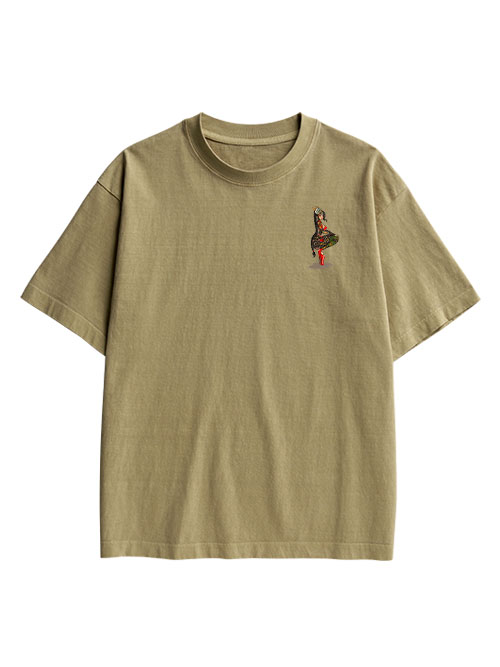 Tattooed Warrior Double Sided Print Washed TShirt