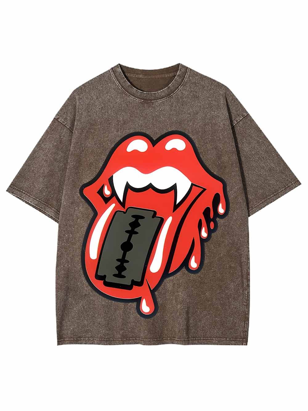 LIPS OF ROCK WASHED TSHIRT