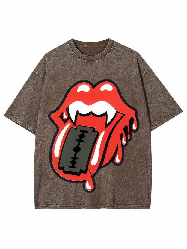 LIPS OF ROCK WASHED TSHIRT