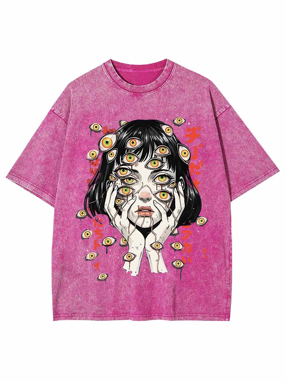 Weird Fantasy Girl With Many Eyes Washed Tshirt