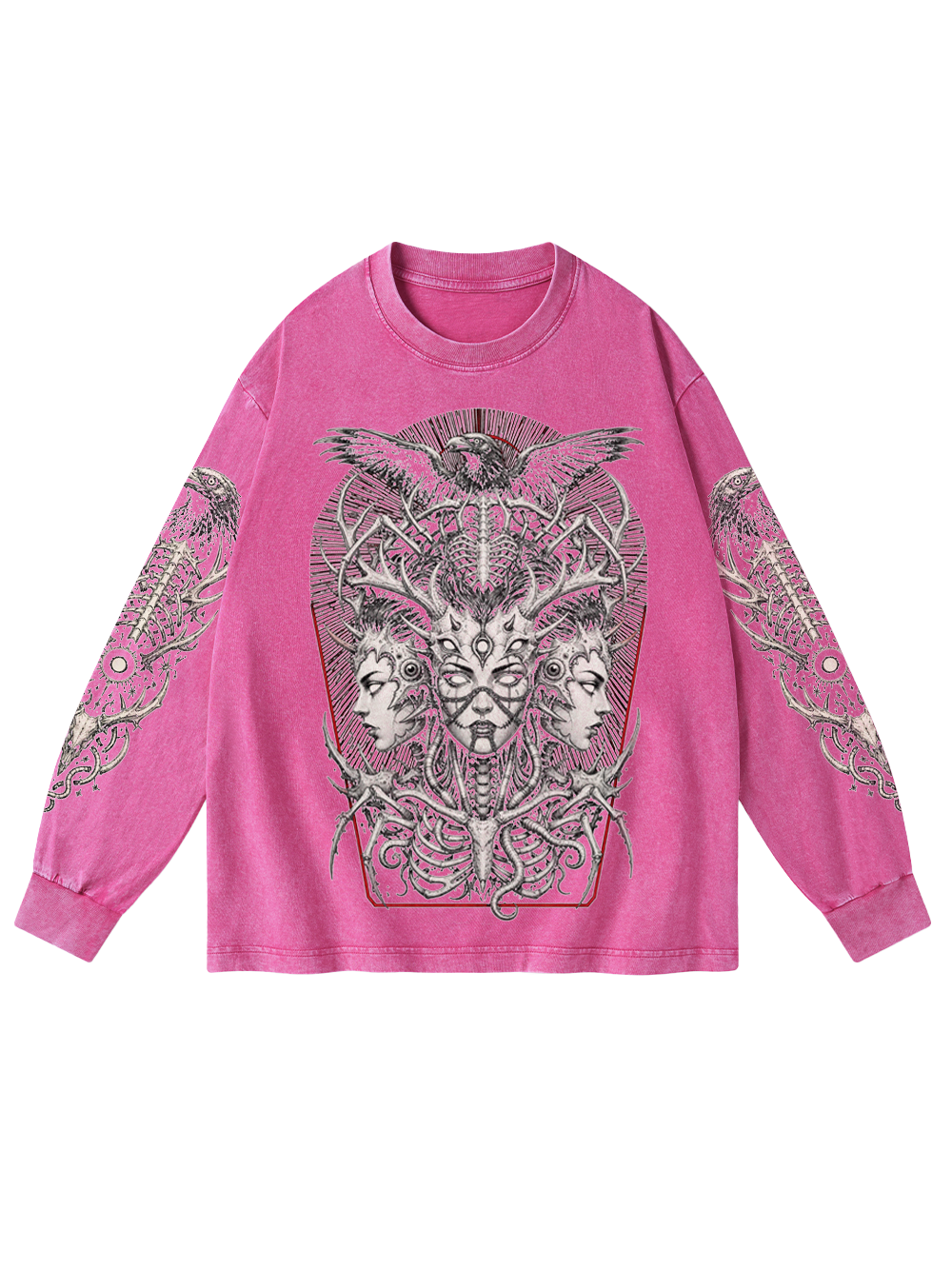 DARK GODDESS WASHED LONG-SLEEVE GRAPHIC TSHIRT