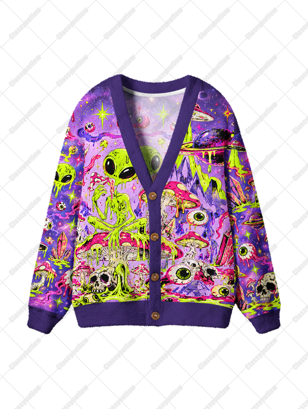 TRIPPY ALIEN UGLY CARDIGAN SWEATERS