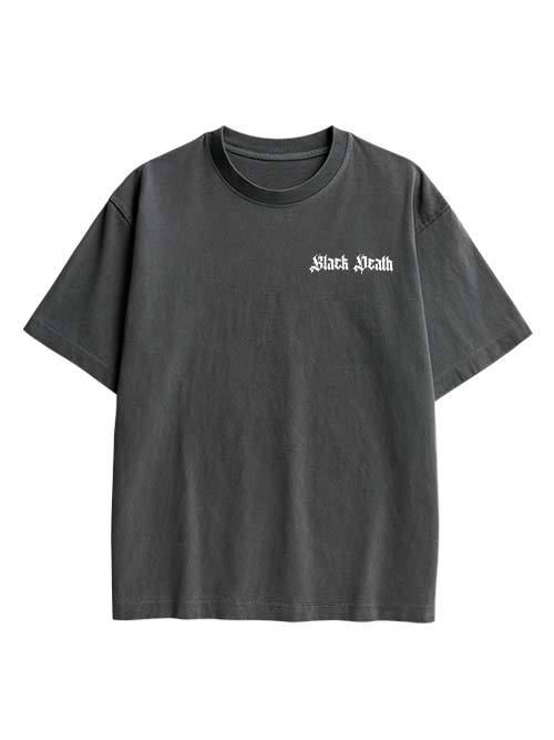 Black Death Double Sided Print Washed TShirt