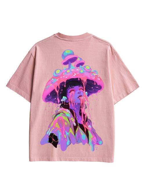 Mushroom Double Sided Print Washed TShirt