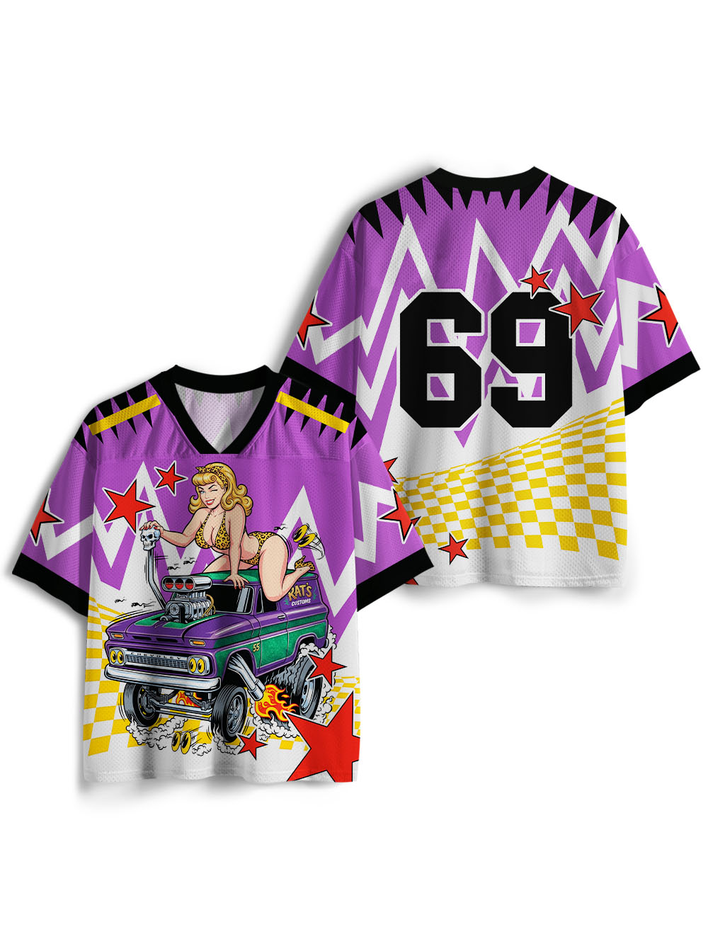 PURPLE HOT ROD PIN-UP MESH JERSEY