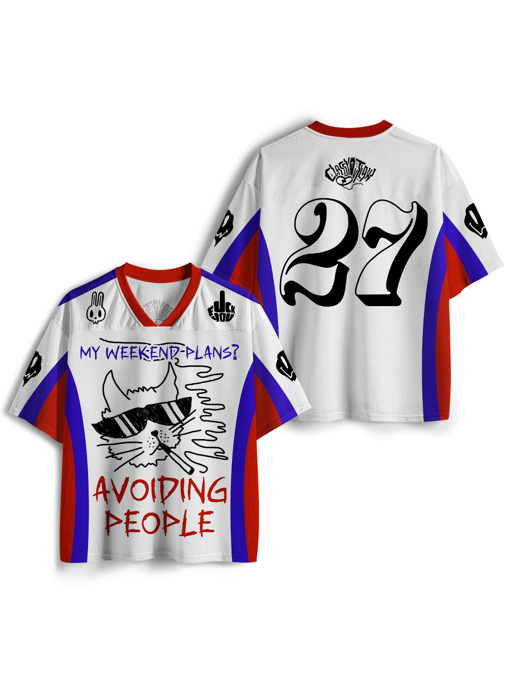 MY WEEKEND PLANS AVOIDING PEOPLE MESH JERSEY