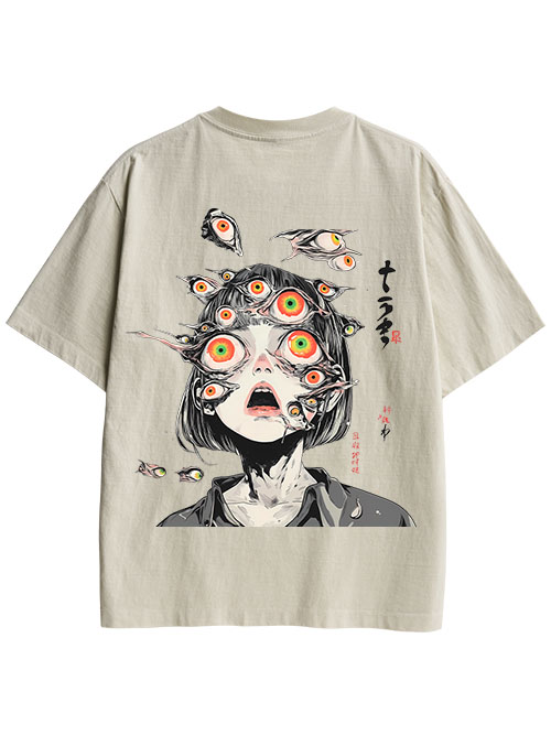 MULTITUDE OF GAZES DOUBLE SIDED PRINT WASHED TSHIRT