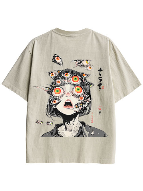 MULTITUDE OF GAZES DOUBLE SIDED PRINT WASHED TSHIRT