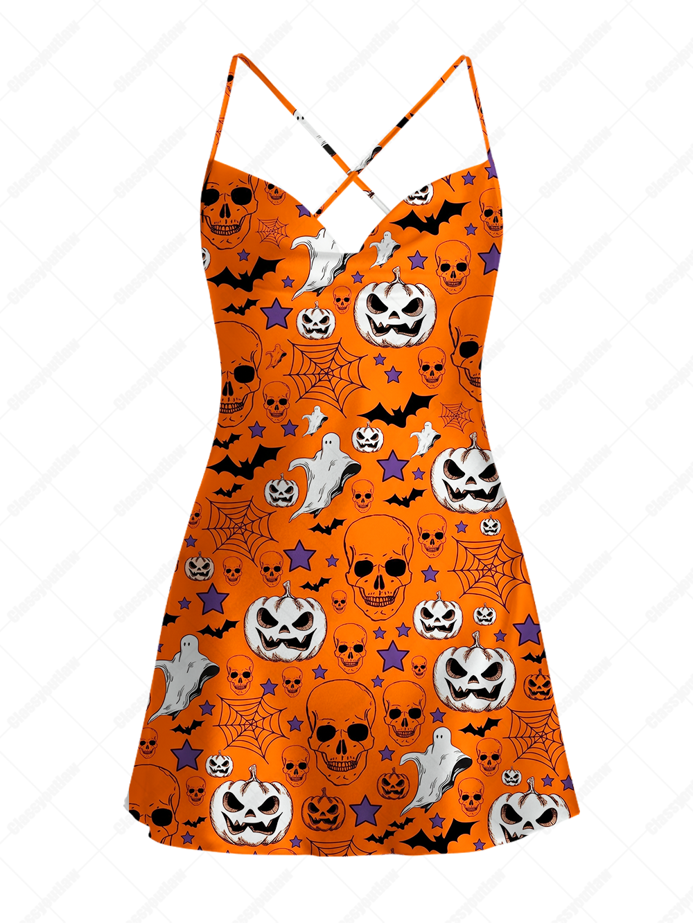GHOUL HARVEST SATIN CROSS BACK MINI DRESS