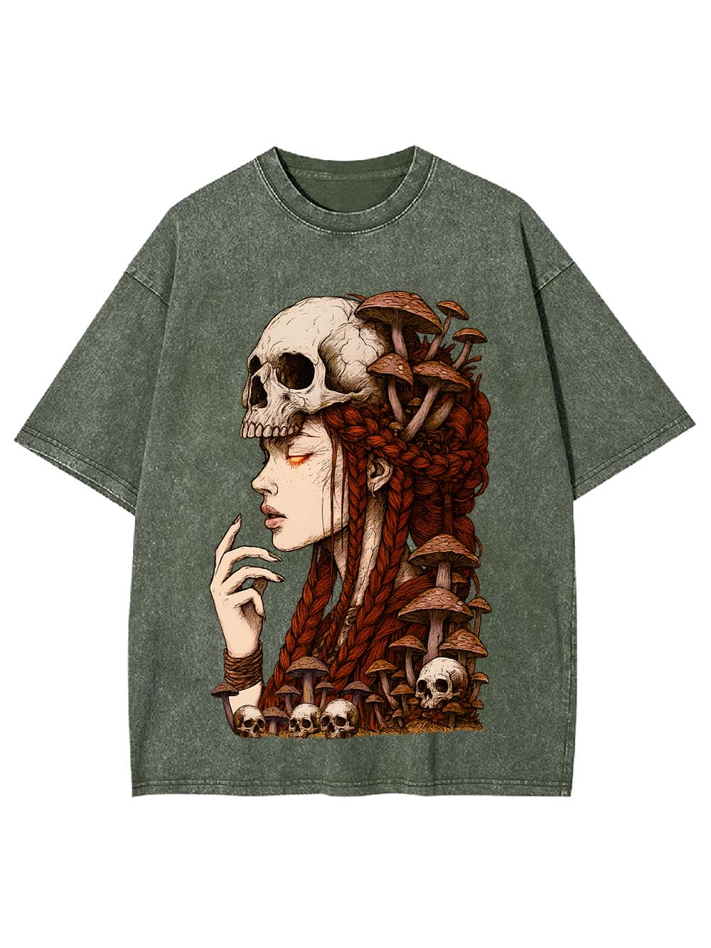 Skeleton Mushroom Witch Washed Tshirt