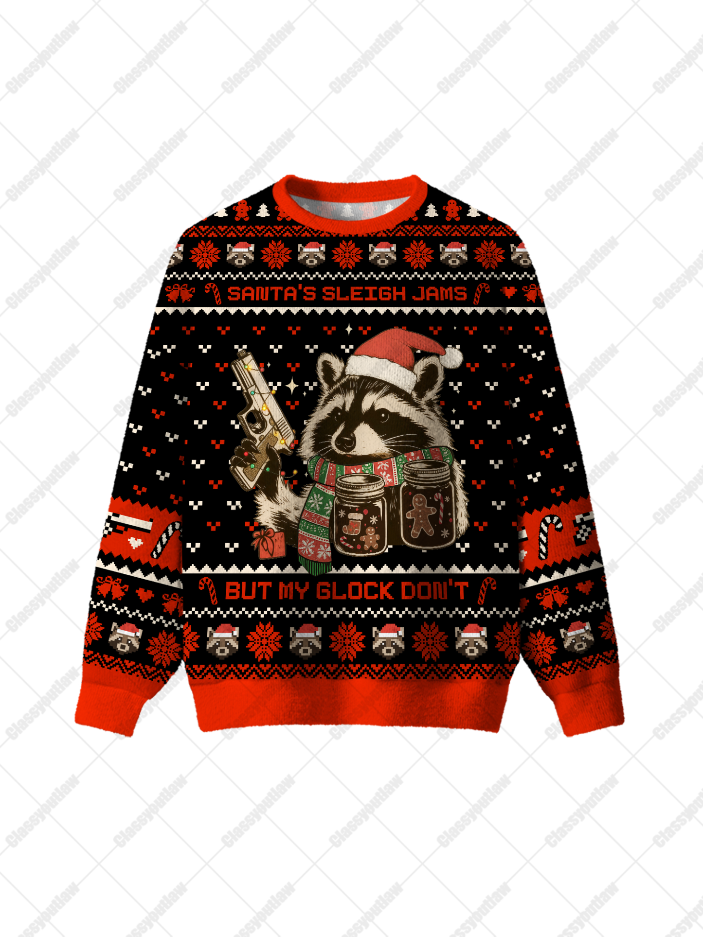 Strawberry Jams But My Glock Don't UGLY CHRISTMAS SWEATSHIRT-ClassyOutlaw Sale