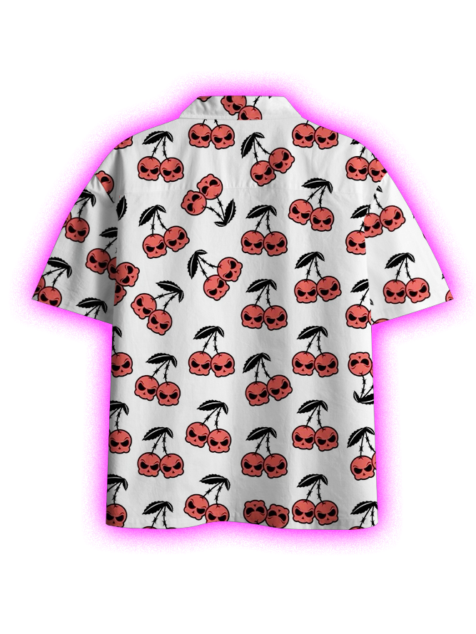 CHERRY SKULL BUTTON UP POCKET SHIRT